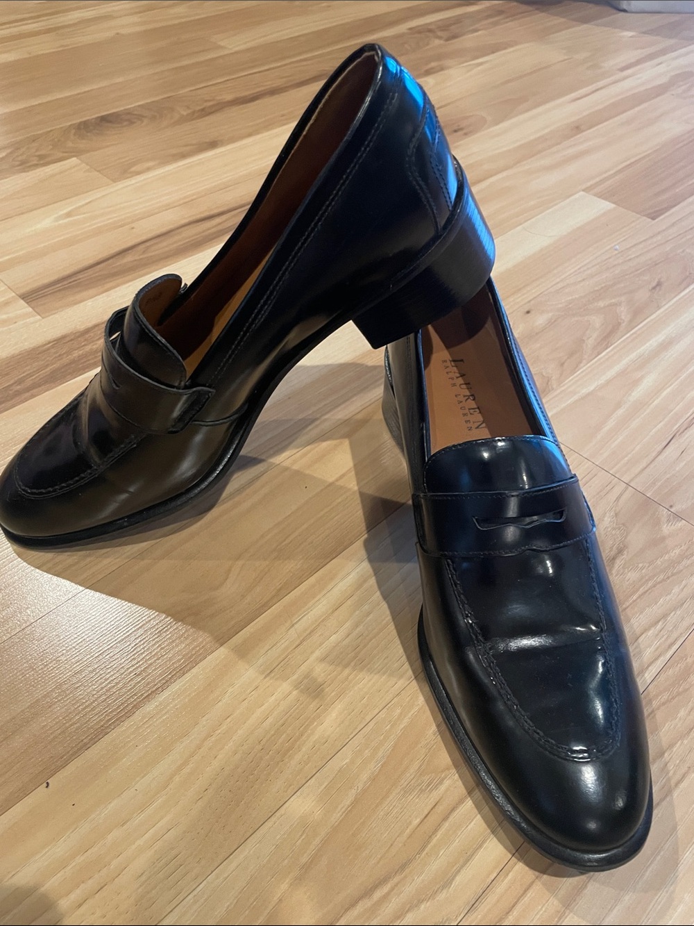 Lauren Ralph Lauren Classic Black Leather Penny Loafers- Womens Sz 8.5b narrow